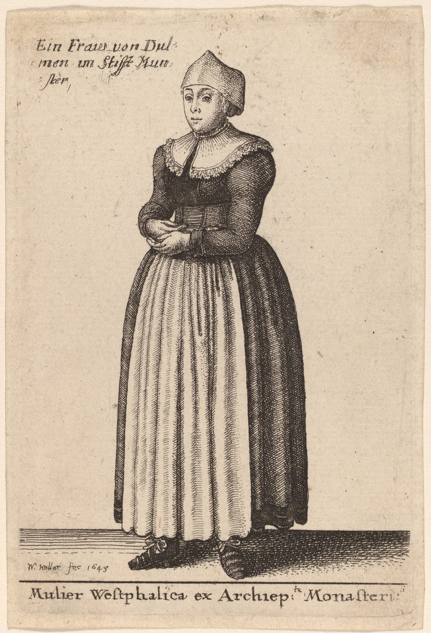 En Westfalsk kvinne fra Archiep Monastery av Wenceslaus Hollar