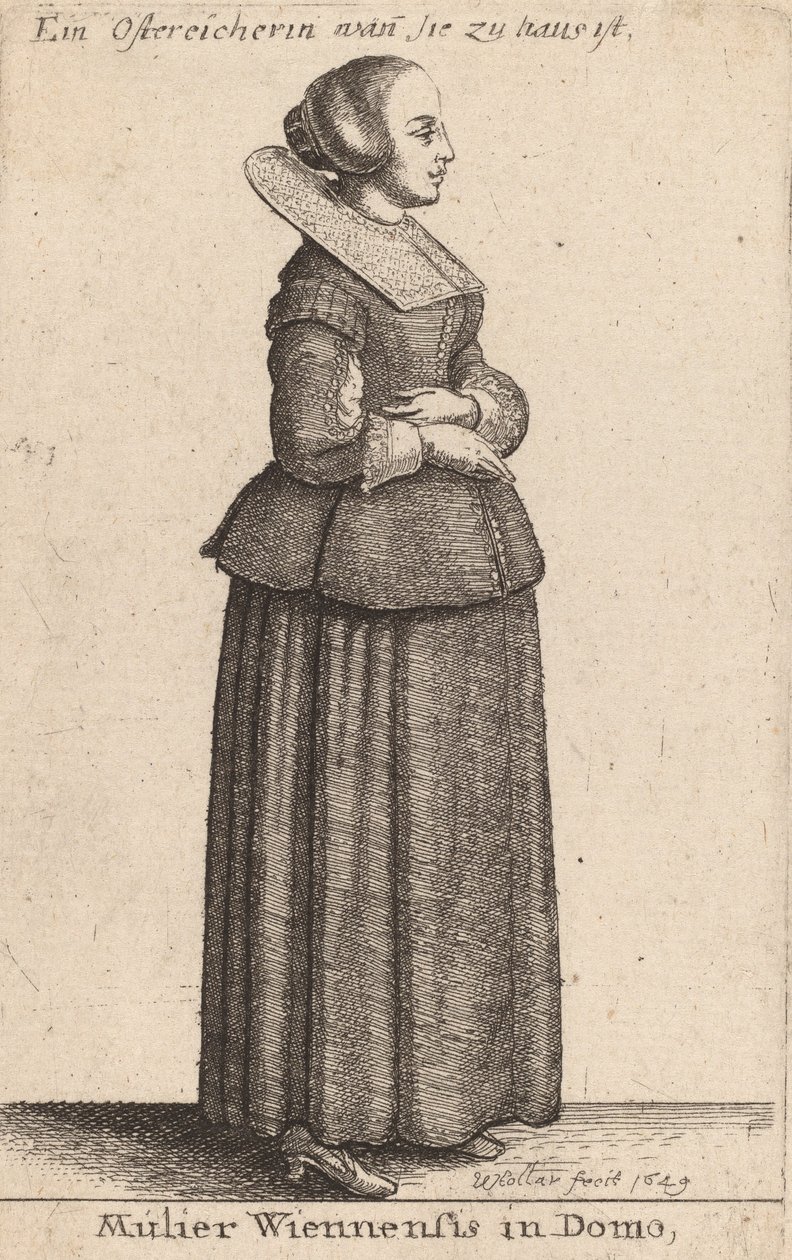 En kvinne fra Wien hjemme, 1649. av Wenceslaus Hollar