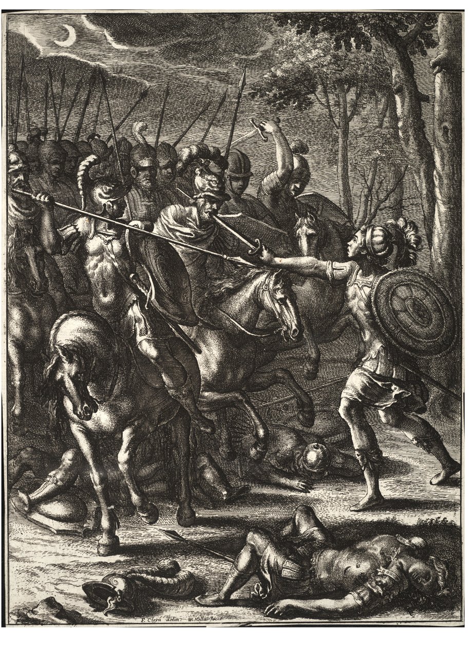 Nisus dreper Volscens. Tilstand 2 av Wenceslaus Hollar