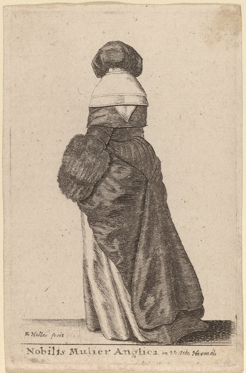 En edel engelsk kvinne, i vinterkjole av Wenceslaus Hollar