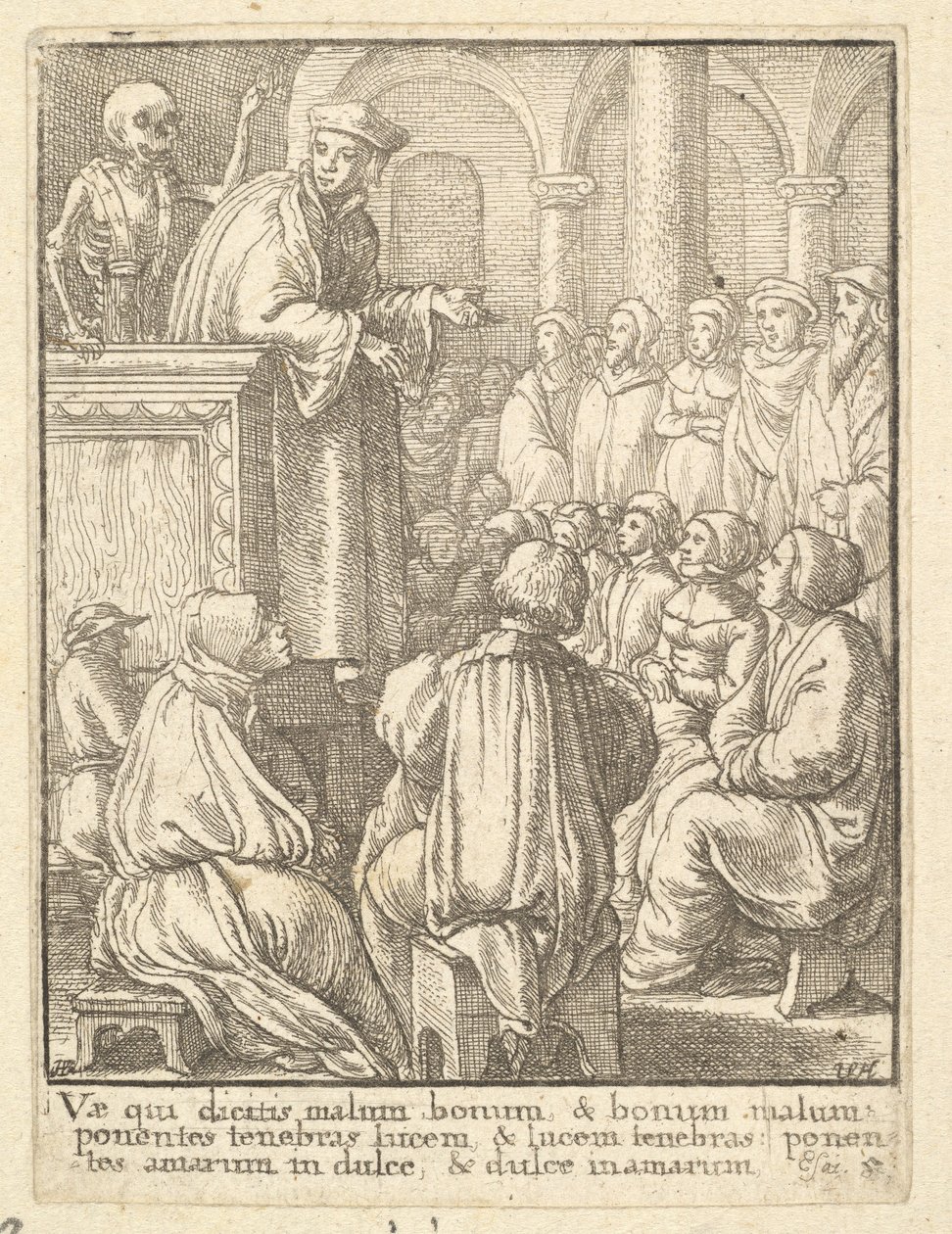 Predikant, fra Dødedansen, 1651. av Wenceslaus Hollar