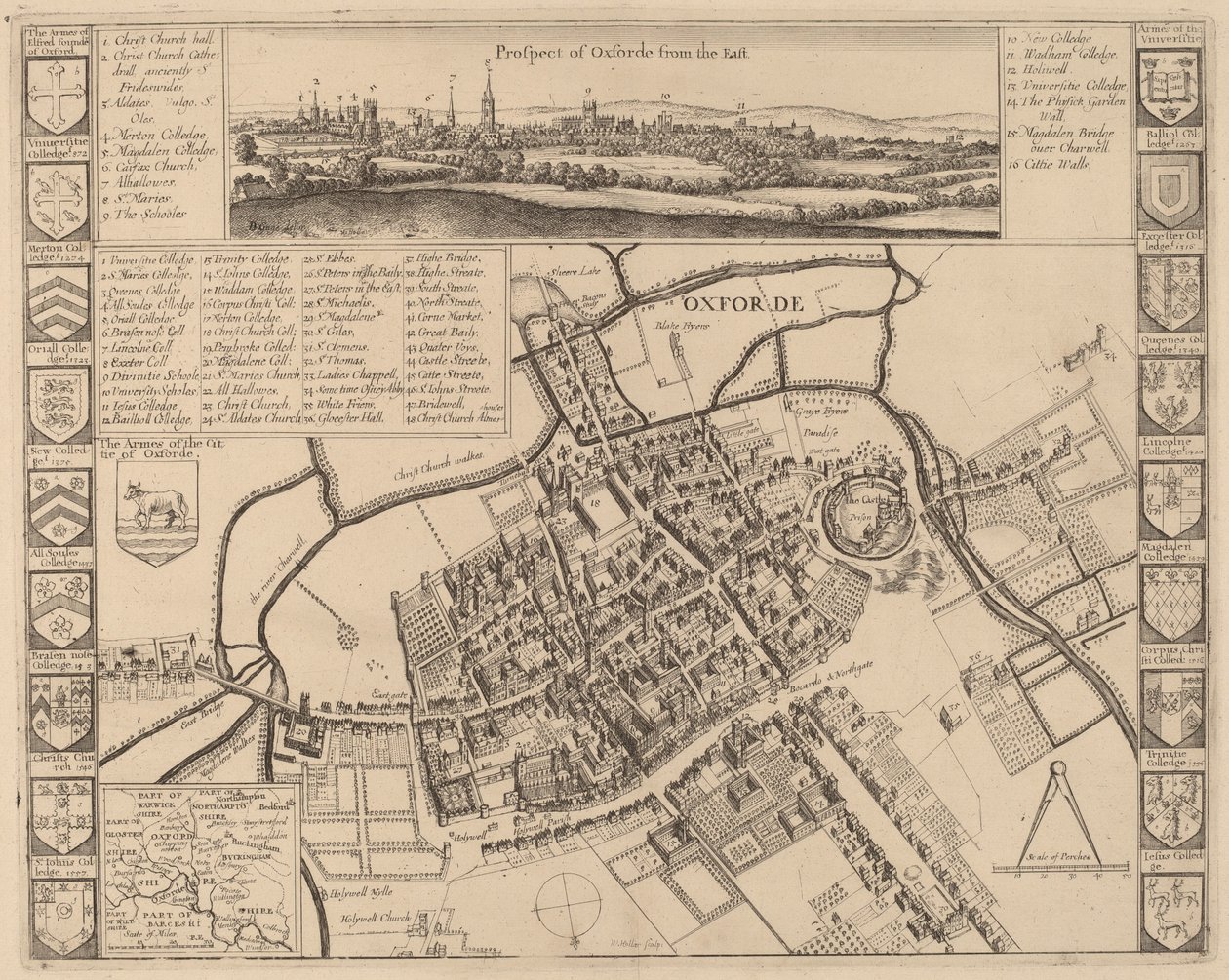 Prospekt av Oxford. av Wenceslaus Hollar