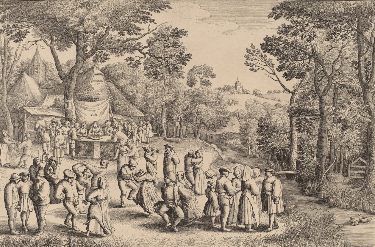 Rustikk bryllupsdans, 1650. av Wenceslaus Hollar