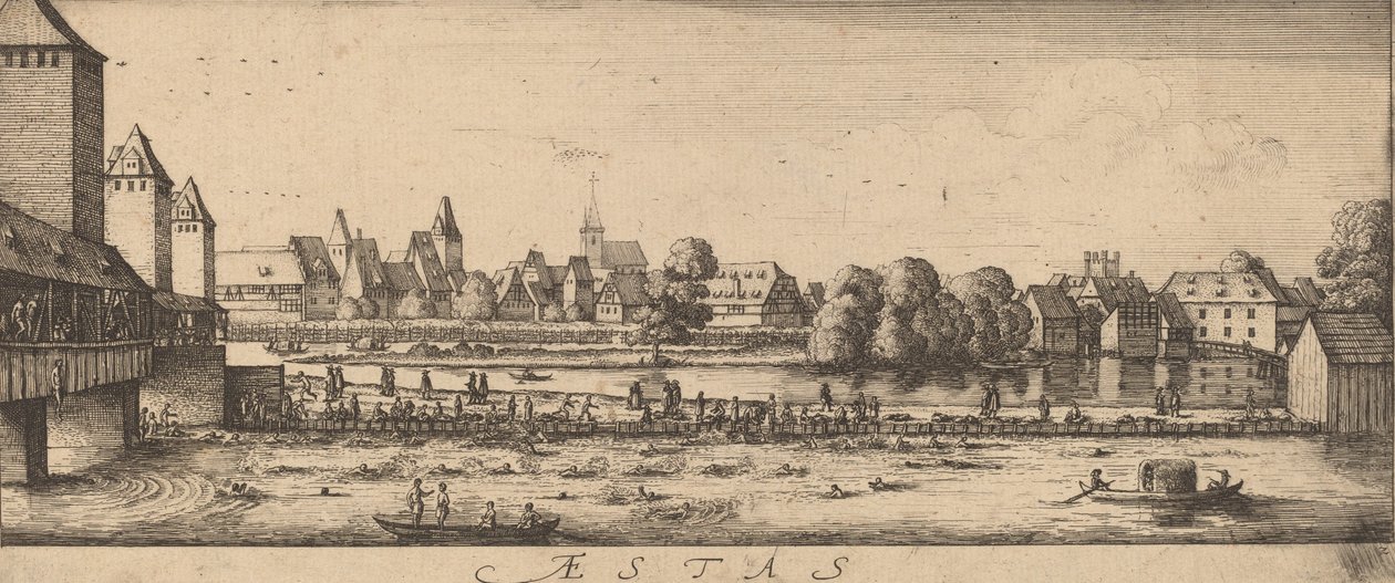 Sommer: Badeplassen, ca. 16281629. av Wenceslaus Hollar