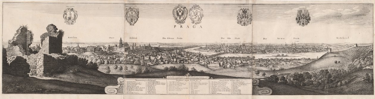 Den store utsikten over Praha, 1649. av Wenceslaus Hollar