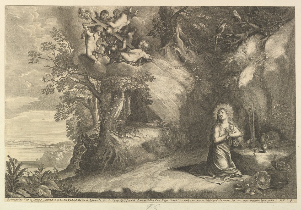 Den knelende Magdalen, 1625-77. av Wenceslaus Hollar