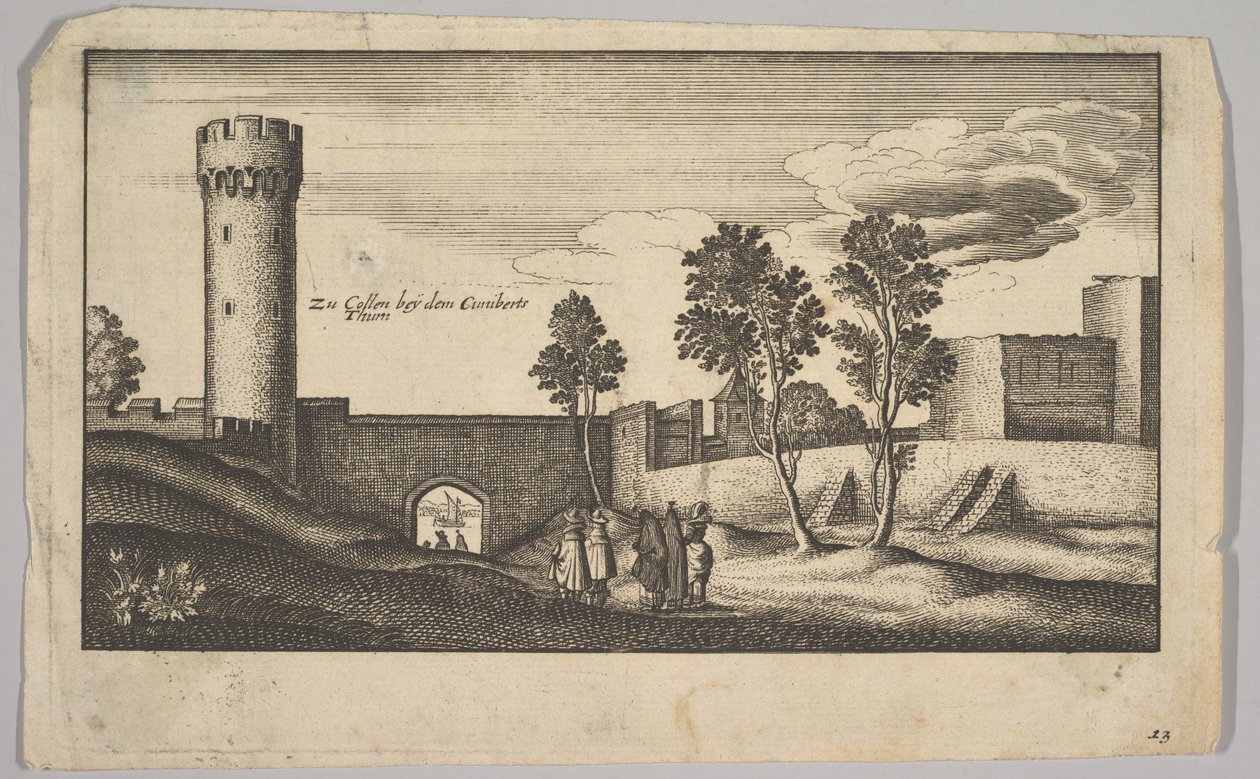 Kunibert-tårnet nær Köln kopi, 1625-77. av Wenceslaus Hollar