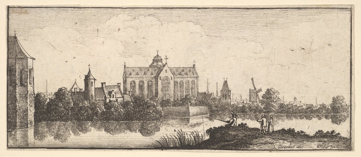 Kirken ved vannet, 1625-77. av Wenceslaus Hollar