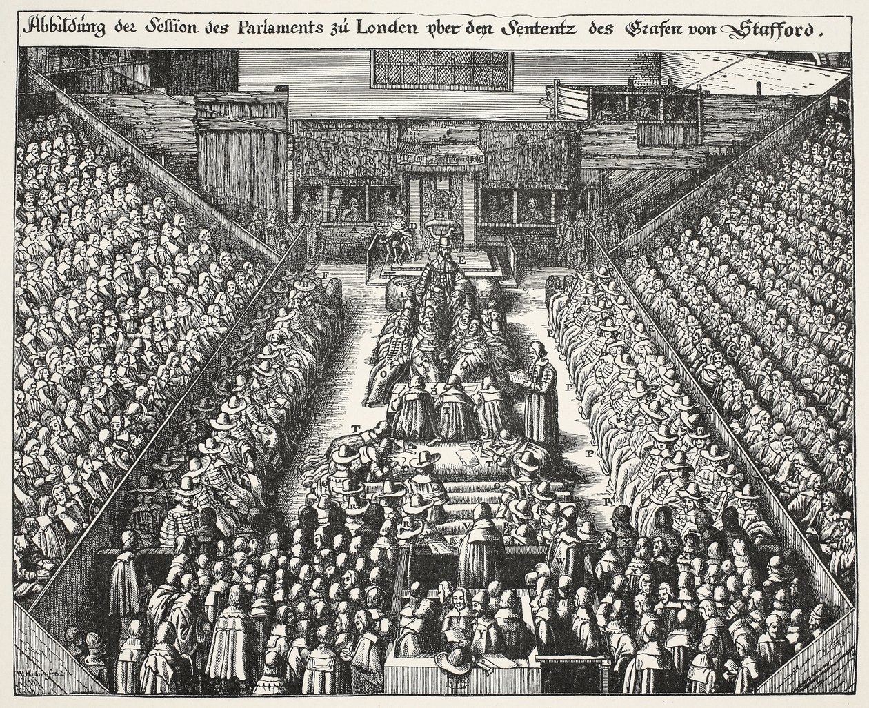 Rettssaken mot Strafford, 22. mars 1641 av Wenceslaus Hollar
