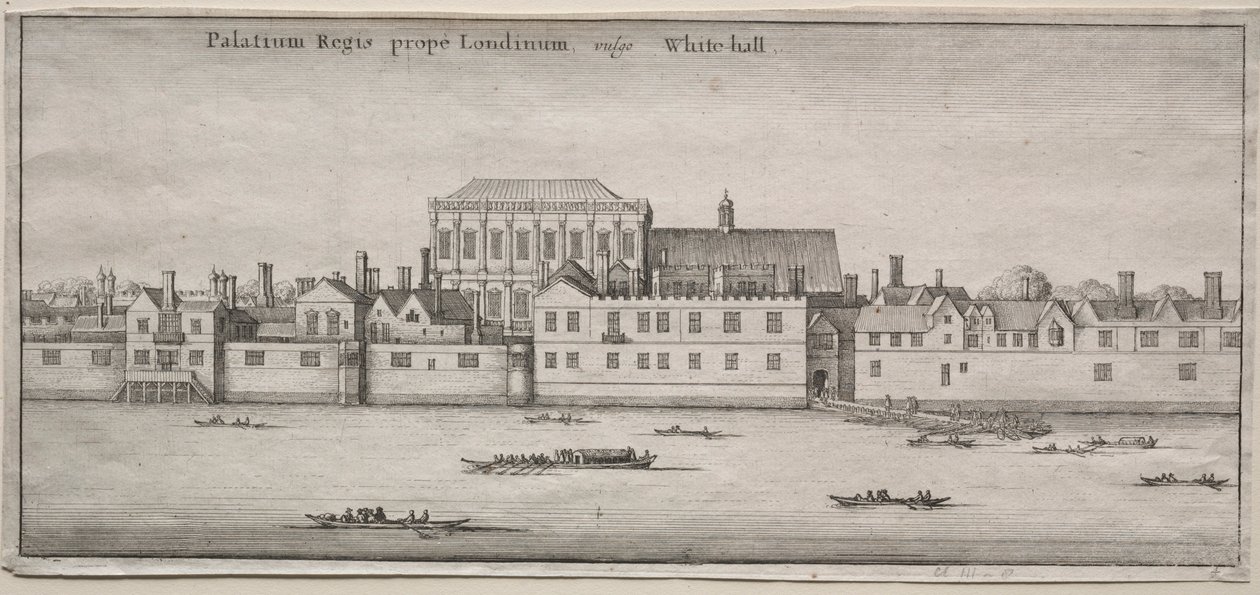 Utsikt over London: Whitehall fra elven. av Wenceslaus Hollar