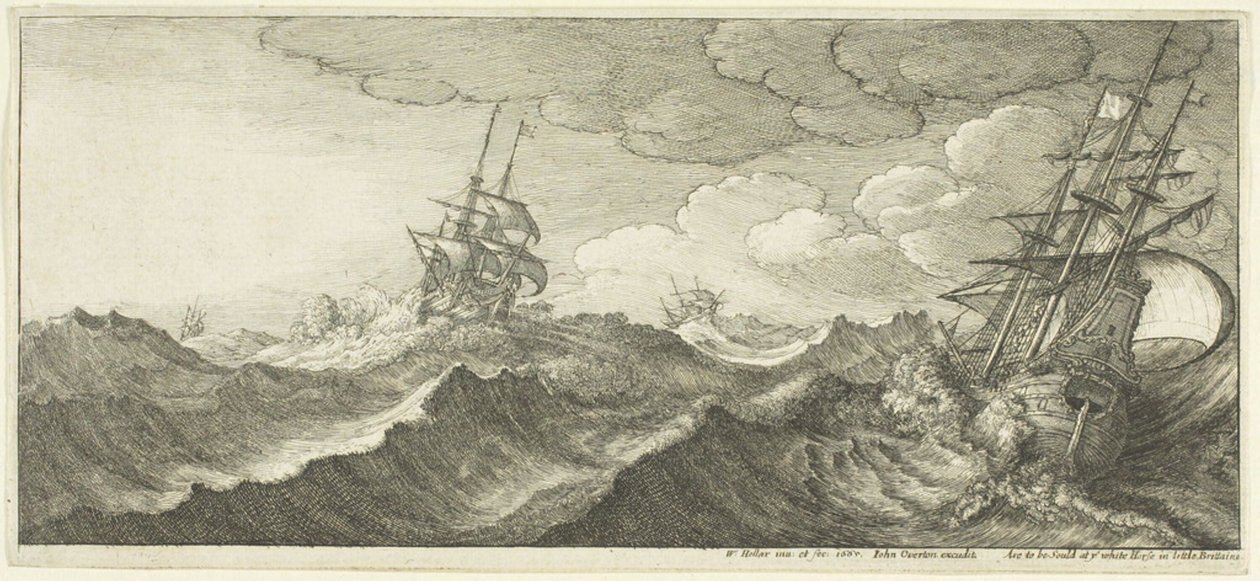 Krigsskip i bølgedalen av Wenceslaus Hollar