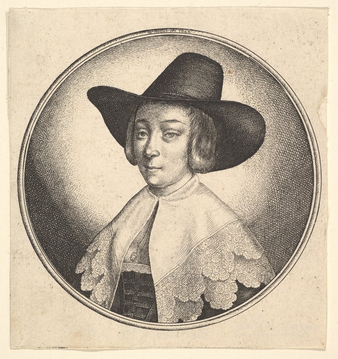Kvinne med bredbremmet hatt, 1642. av Wenceslaus Hollar