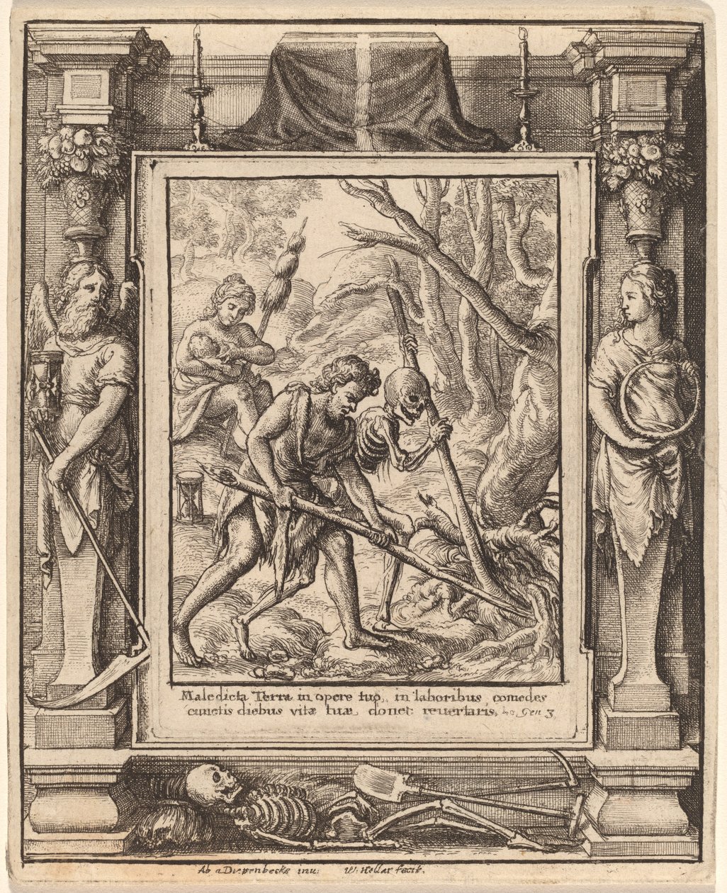 Når Adam Delved av Wenceslaus Hollar after Hans Holbein the Younger after Abraham van Diepenbeeck