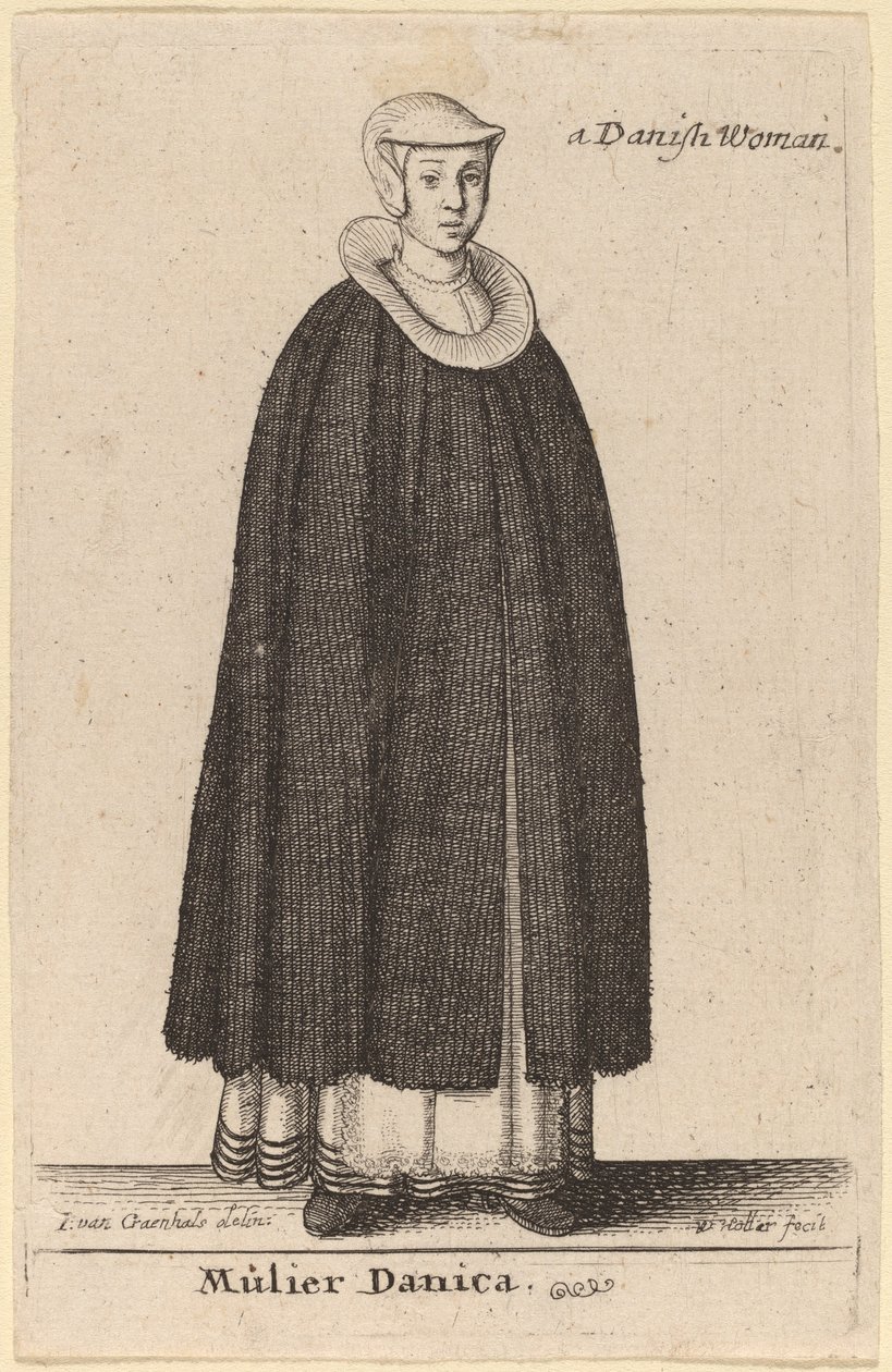En dansk kvinne av Wenceslaus Hollar after Hendrik J. van Craenhals