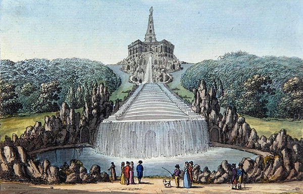 The Cascades (håndfarget etsning) av Werner Kobold