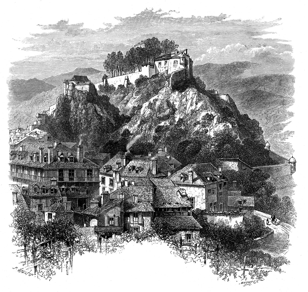 Slottet i Lourdes, Frankrike, 1800-tallet. av Whymper