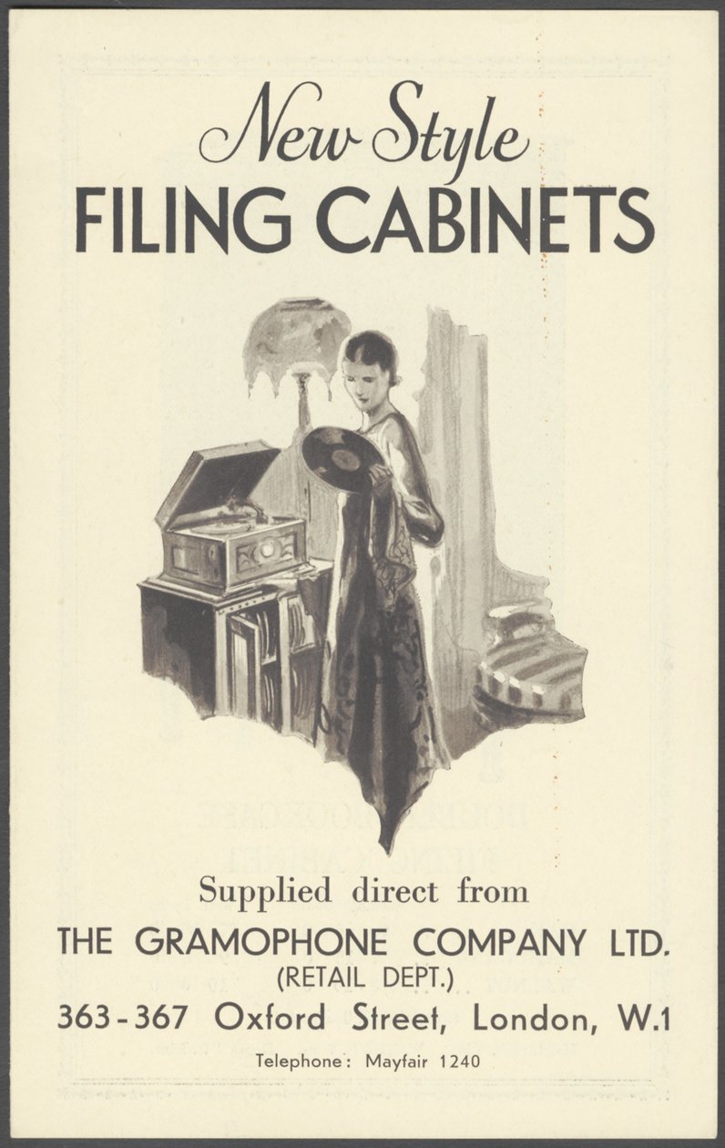 The Gramophone Company Arkivskap, 1920-tallet av Wilfred Fryer, Curtis Advertising Agency