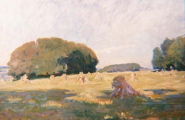 Høystakker i et felt av Wilfred Gabriel de Glehn