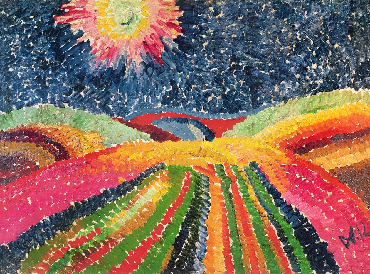 The Path, 1912 (olje på papp) av Wilhelm Morgner