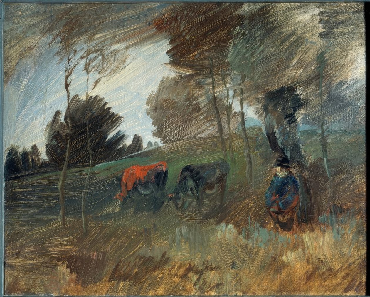 Beitelandskap med en rød ku av Wilhelm Busch