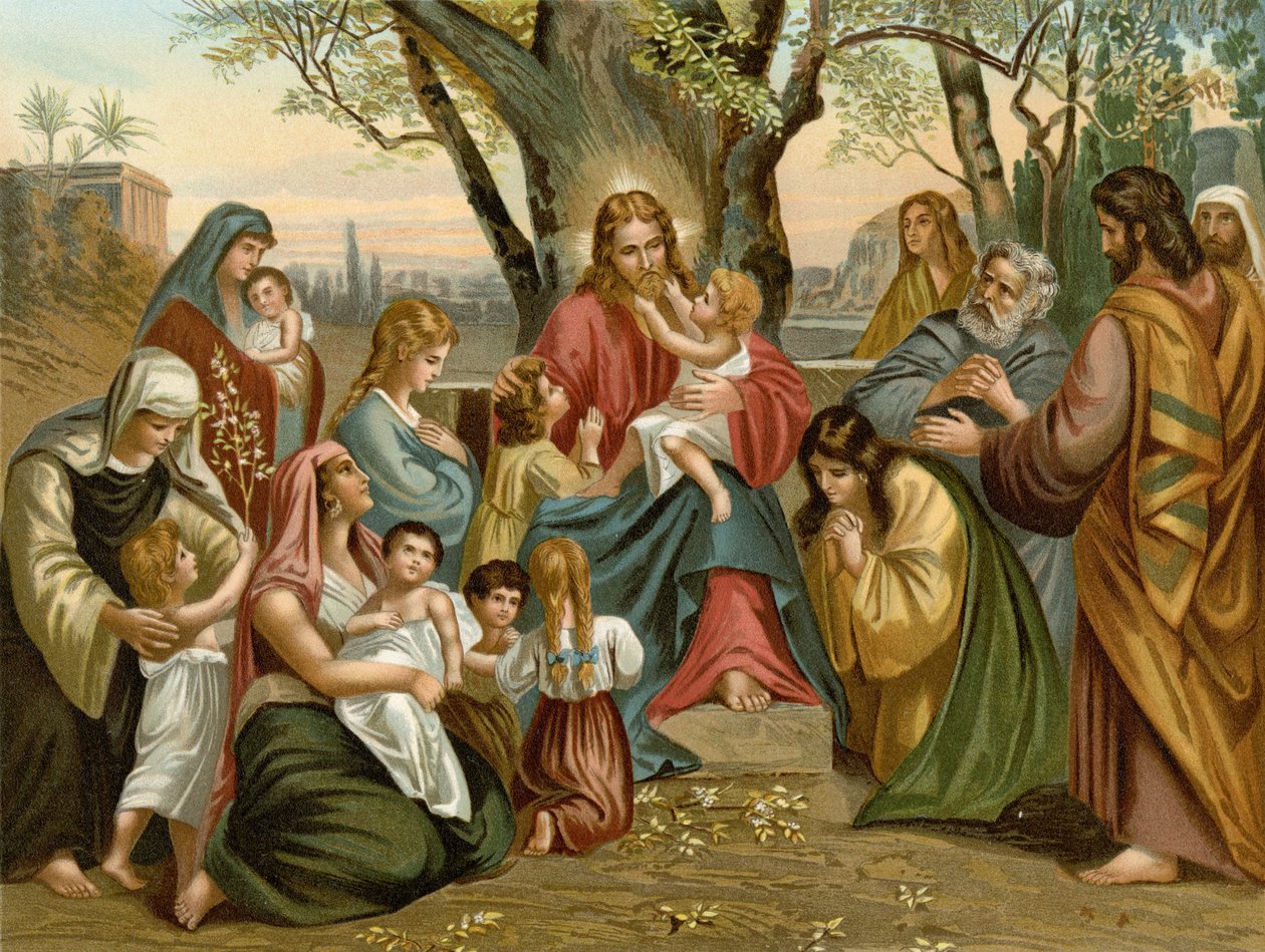 Jesus velsigner barna (farge litho) av Wilhelm Ebbinghaus