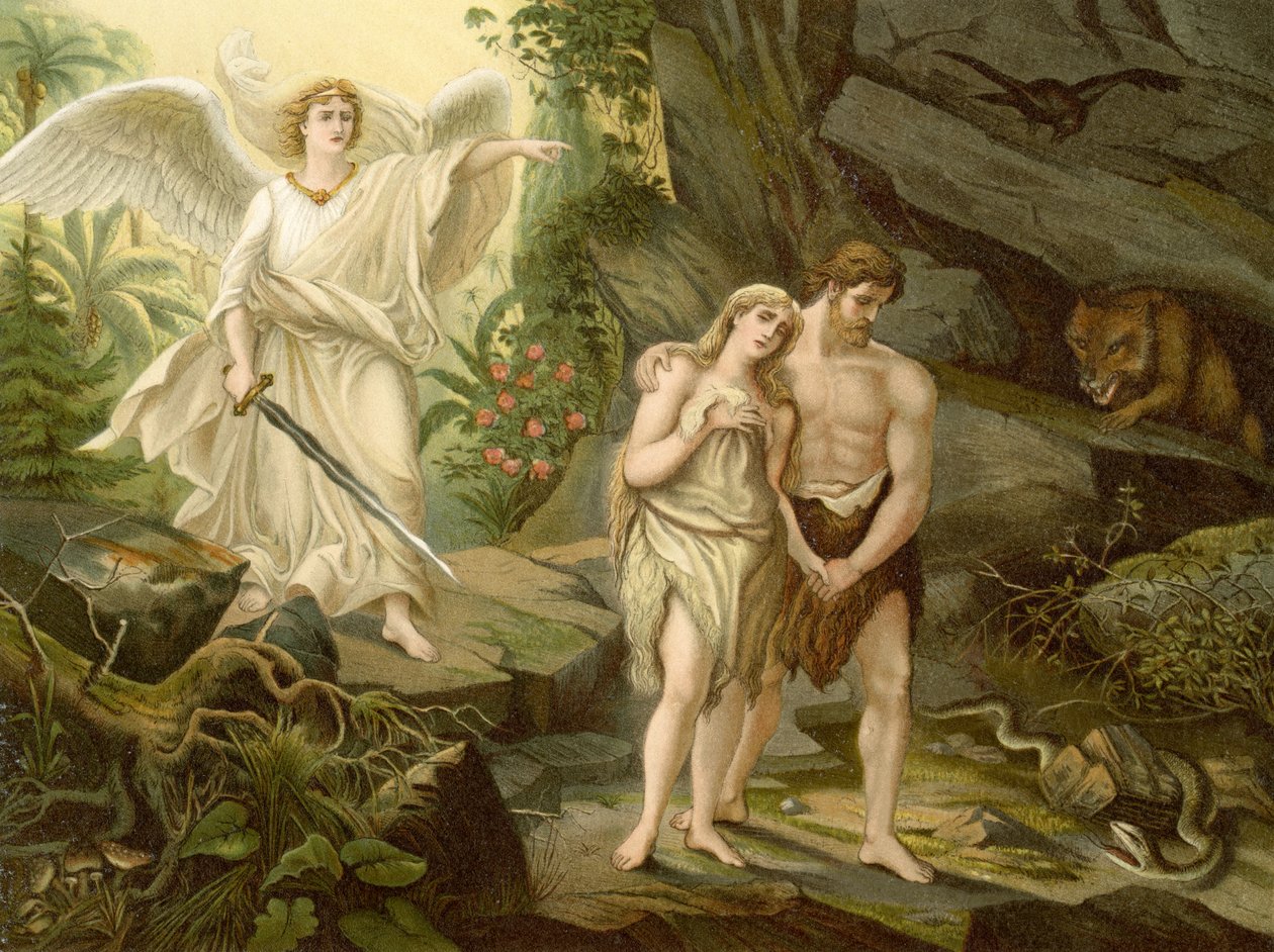 Utvisningen fra paradis (farge litho) av Wilhelm Ebbinghaus