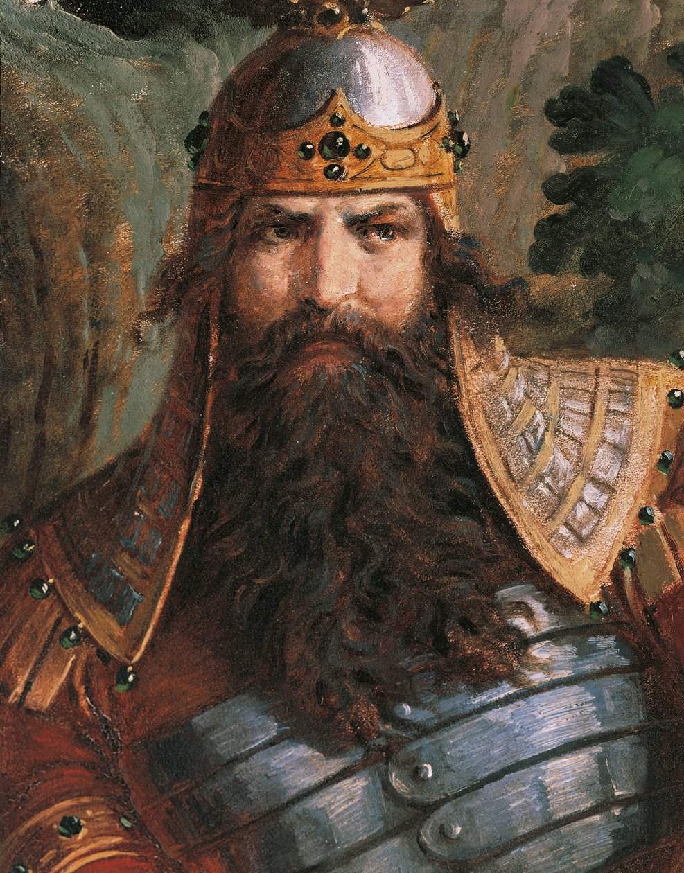 Gunther, konge av Burgund, ca. 1882-83 (veggmaleri) av Wilhelm Hauschild