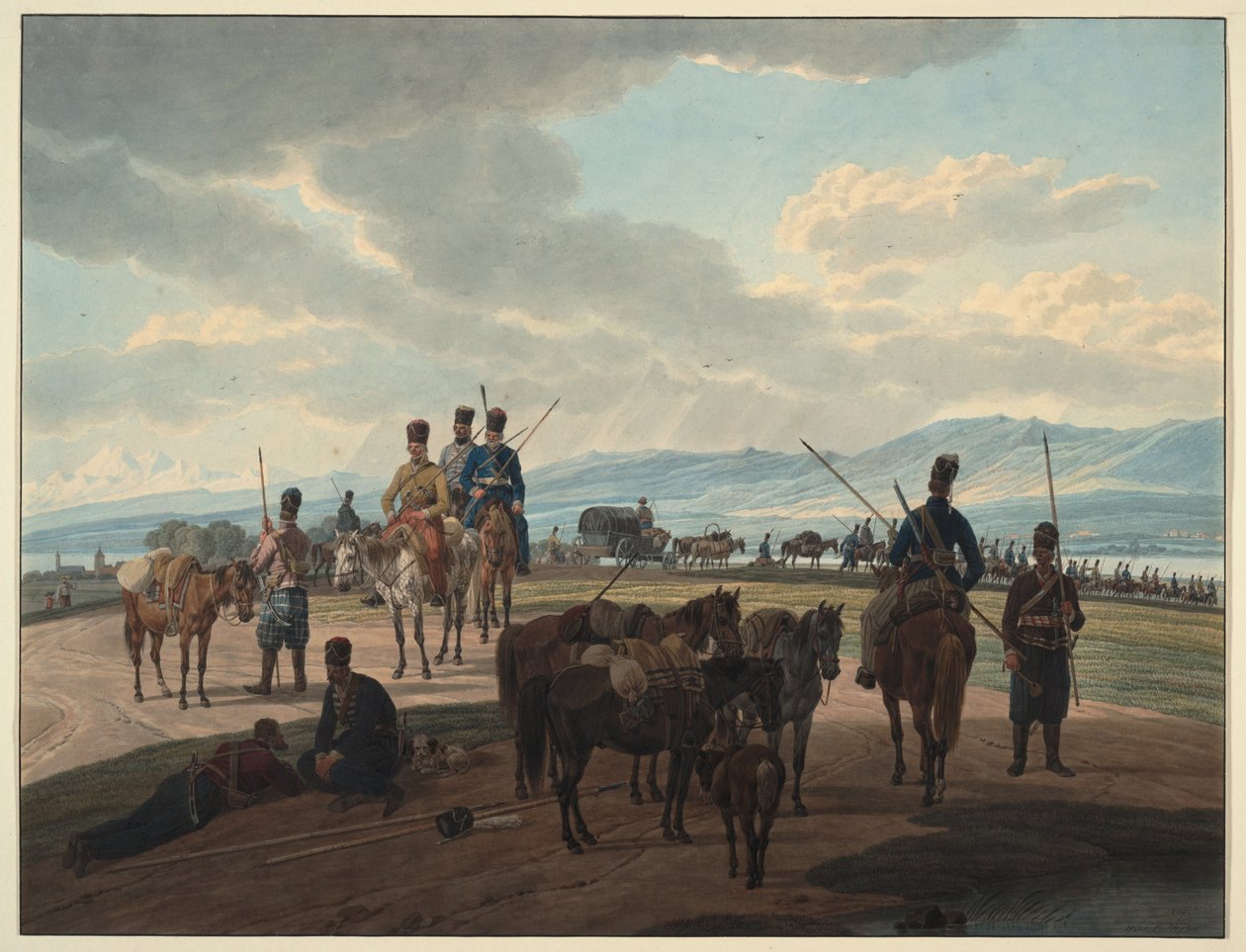 Russiske kosakker i mars 1804 av Wilhelm Kobell Ritter von