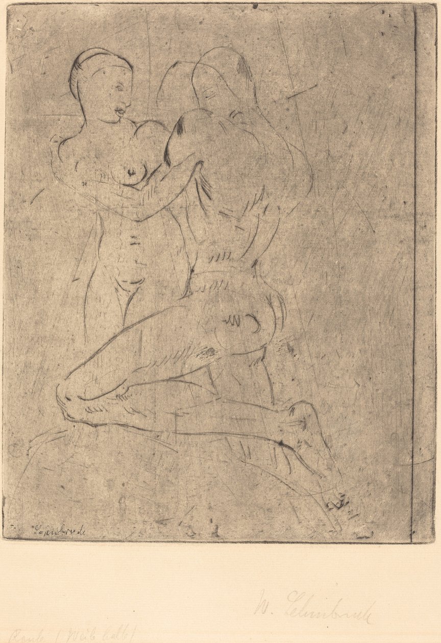 Voldtekt II (ran II, kvinne halvparten) av Wilhelm Lehmbruck