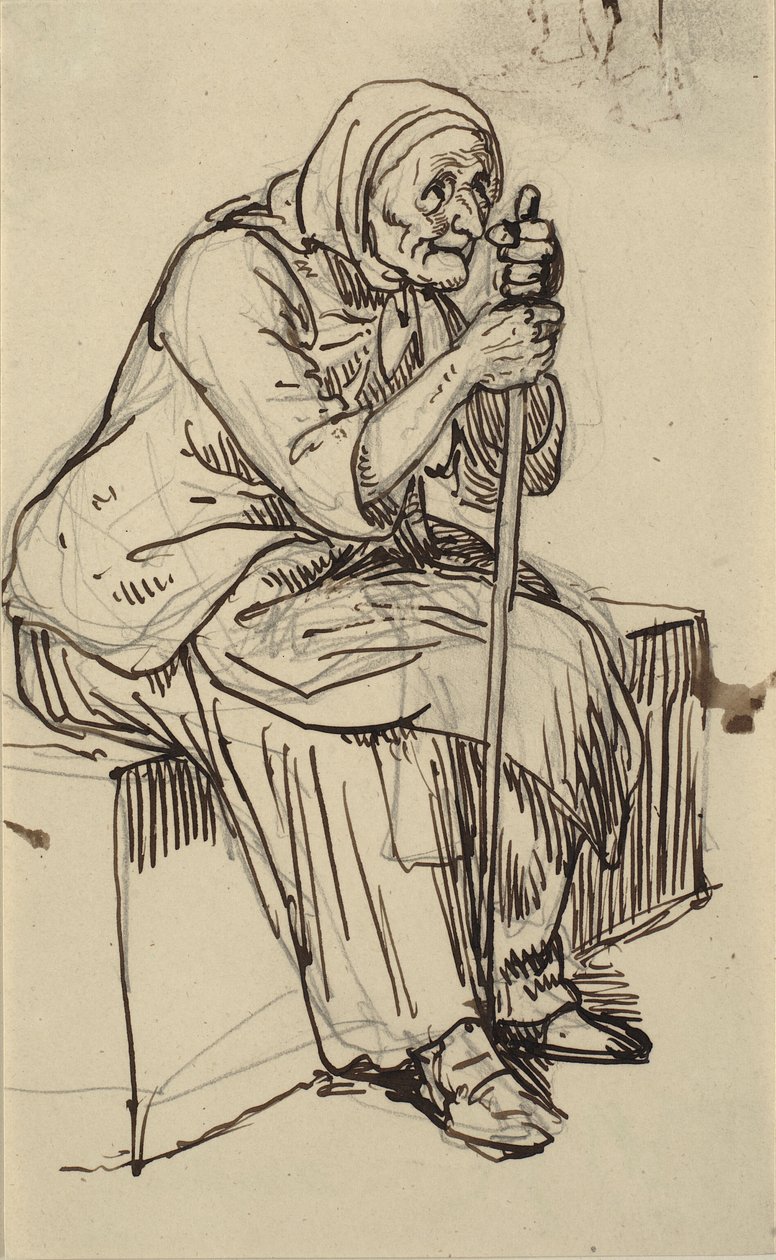Sittende gammel kvinne av Wilhelm Marstrand