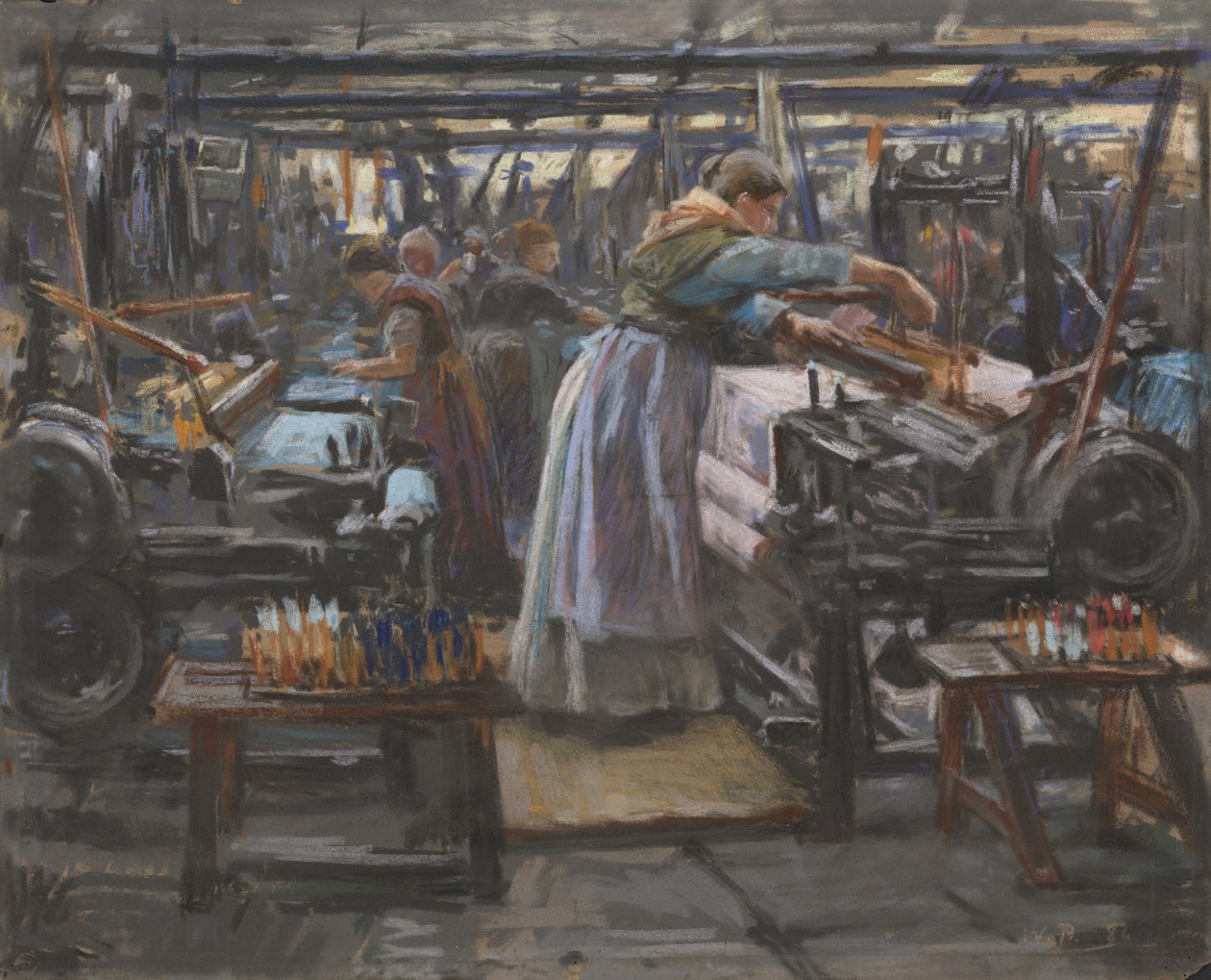 Interior from Hjula weaving Mill av Wilhelm Peters