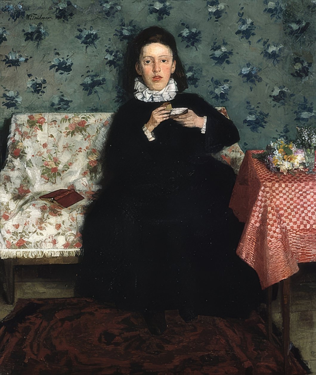 På sofaen. 1872 av Wilhelm Trübner