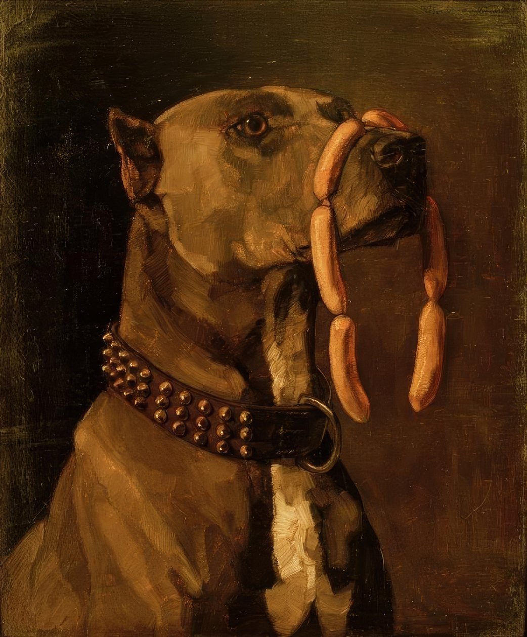 W. Trübner, mastiff med pølser av Wilhelm Trübner
