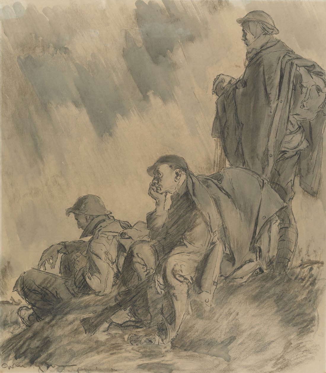 Eternal waiting, 1917 (kull, blyant og vask på papir) av Will Dyson