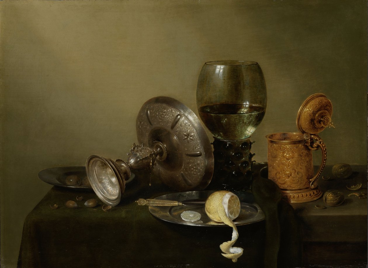 Stilleben med Gilt Beer Tankard av Willem Claesz. Heda