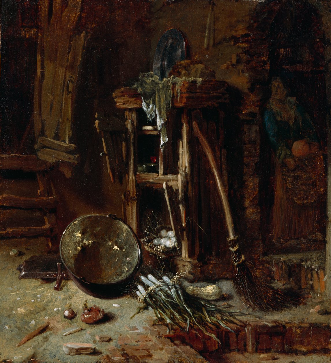 A Kitchen Corner, ca. 1642-44 (olje på trepanel) av Willem Kalf