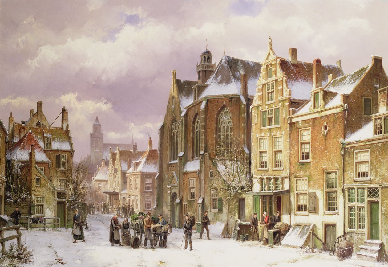 Snø i Amsterdam av Willem Koekkoek