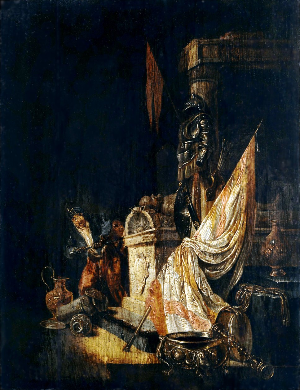 Røver ved Marble Sarcophagus (Vanitas Allegory) av Willem de Poorter