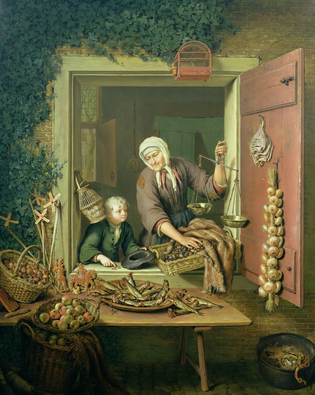 Gutt som kjøper kastanjer av Willem Van Mieris
