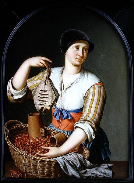 Fiskekonen, 1725 av Willem Van Mieris