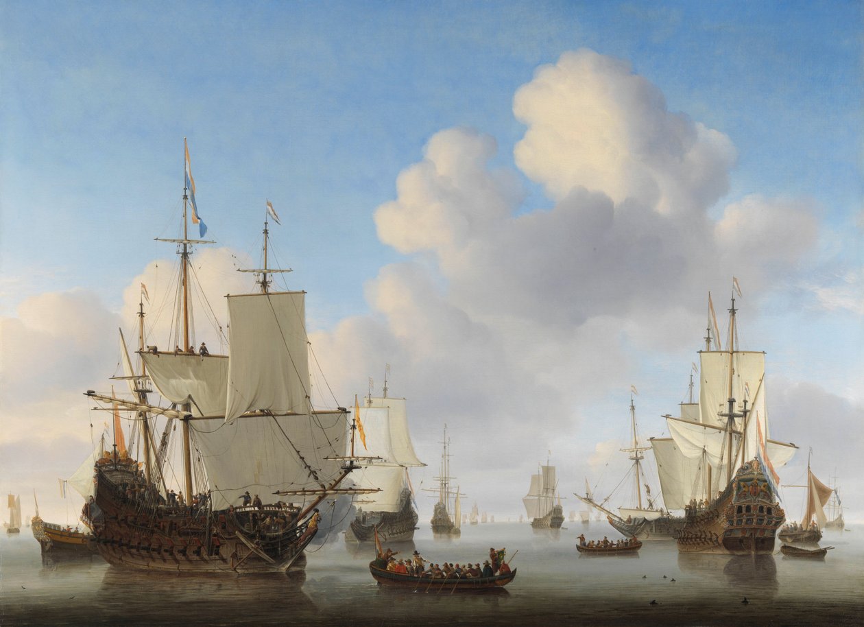 Hollandske skip i et rolig hav, ca. 1665 av Willem van de Velde