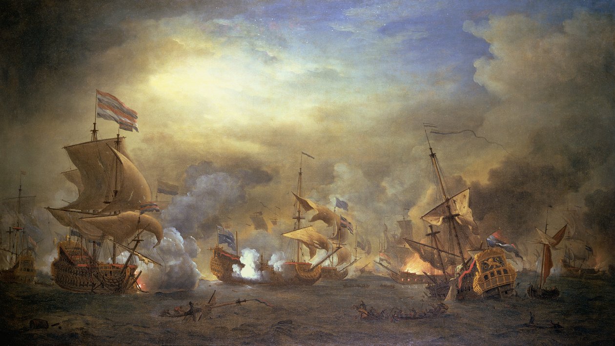 Slaget ved Texel, Kijkduin, 1673 av Willem van de Velde the Younger
