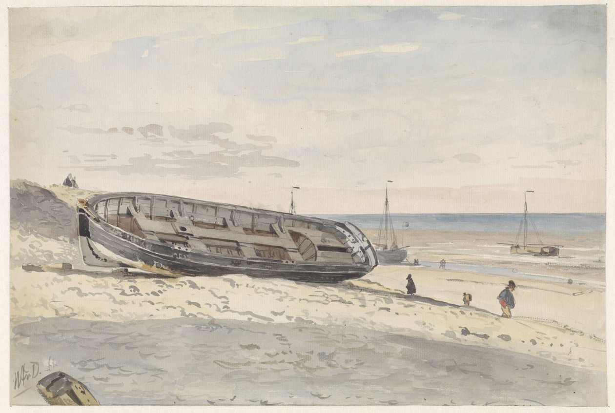 Båter på stranden av Willem Anthonie van Deventer