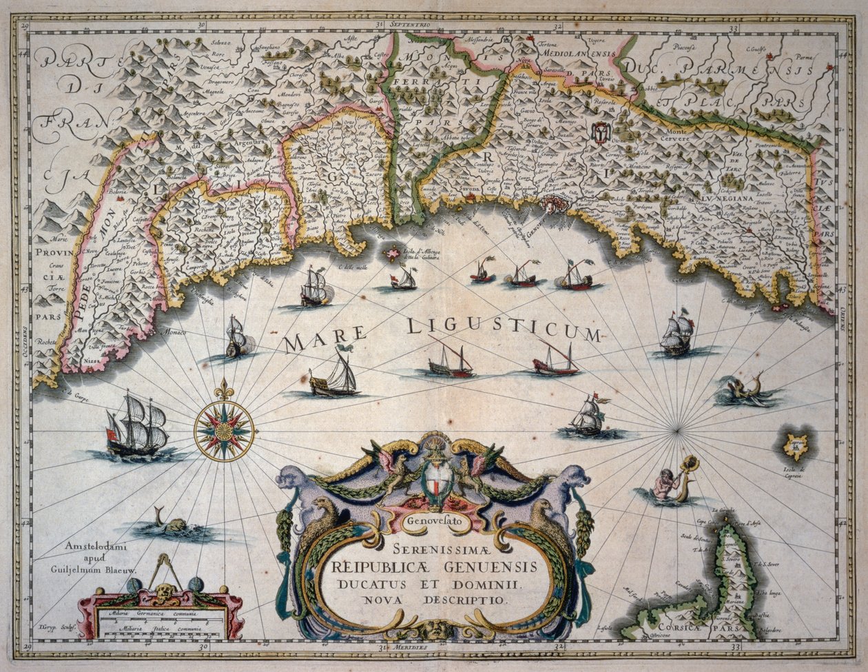 Kart over Republikken Genova, Italia av Willem Blaeu