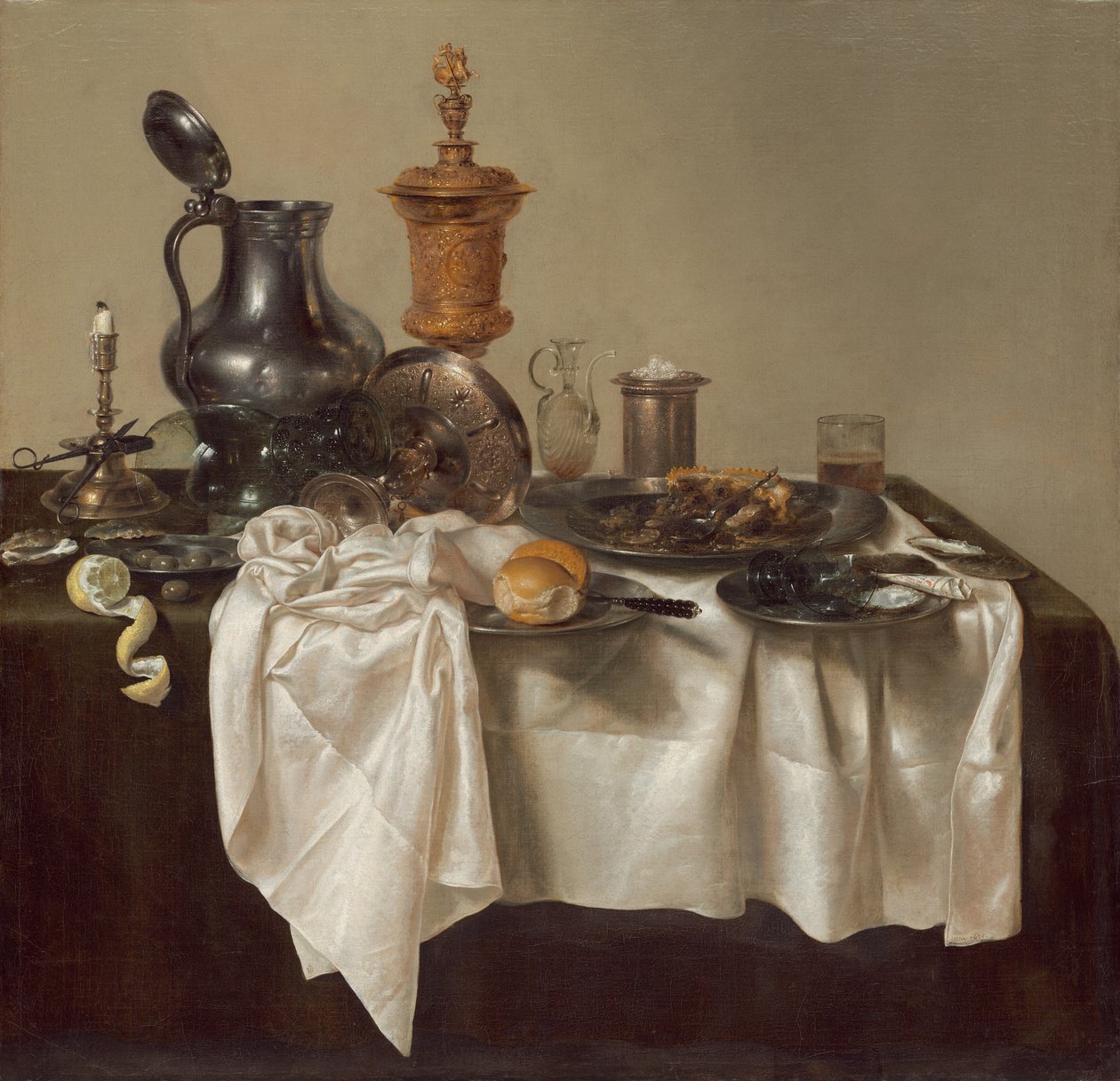 Bankettstykke med kjøttdeig, 1635. av Willem Claesz. Heda