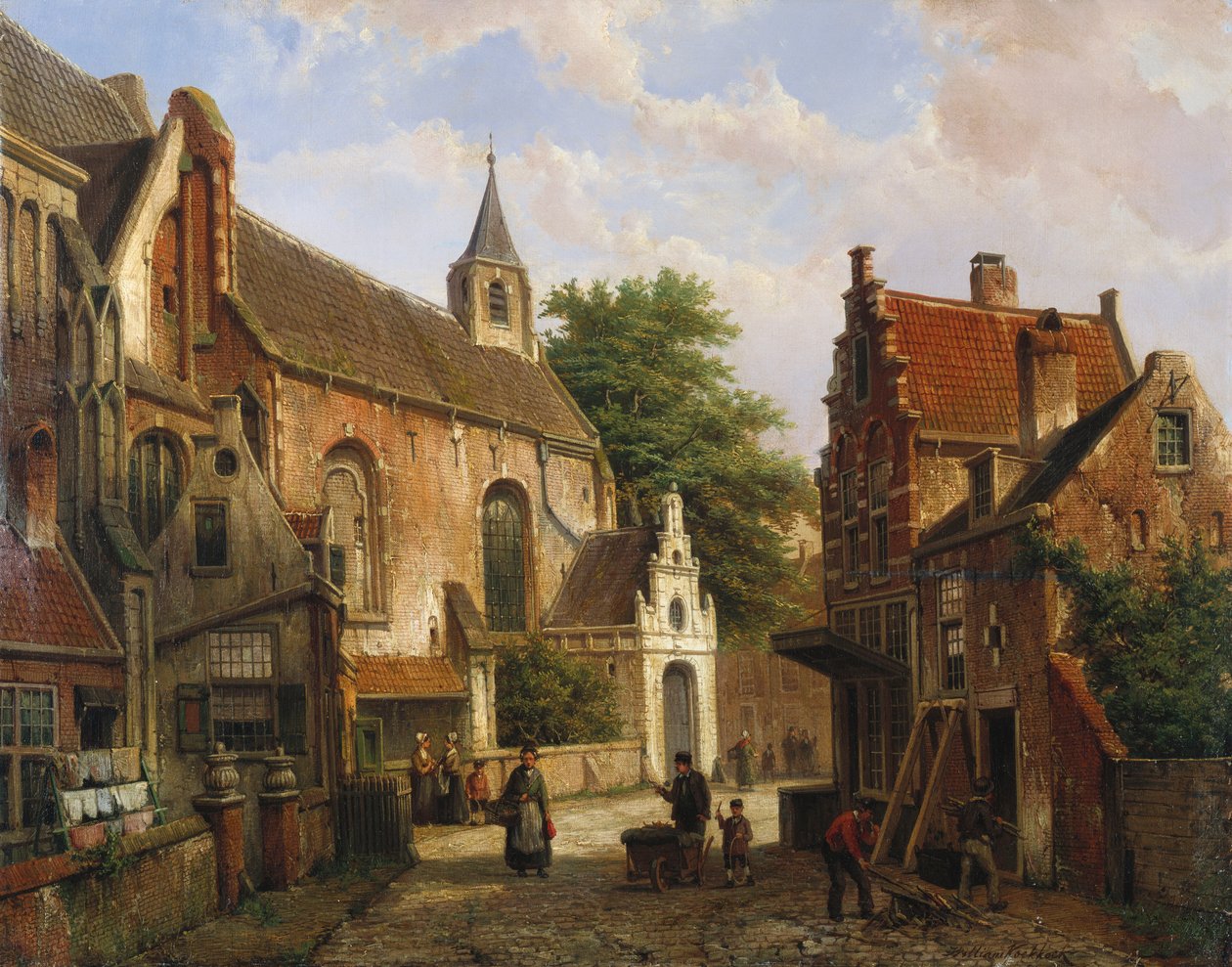 En gatescene i Delft av Willem Koekkoek