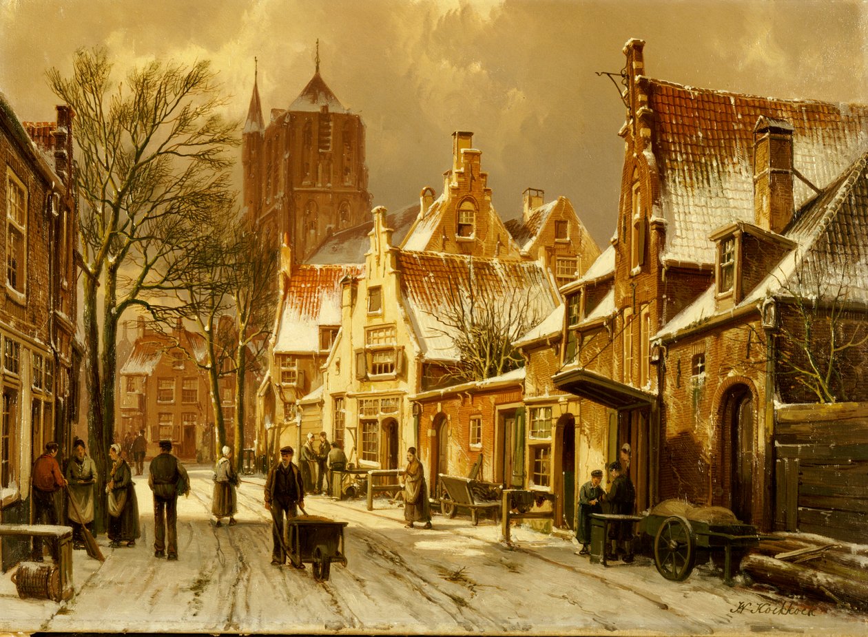 En vintergatescene av Willem Koekkoek