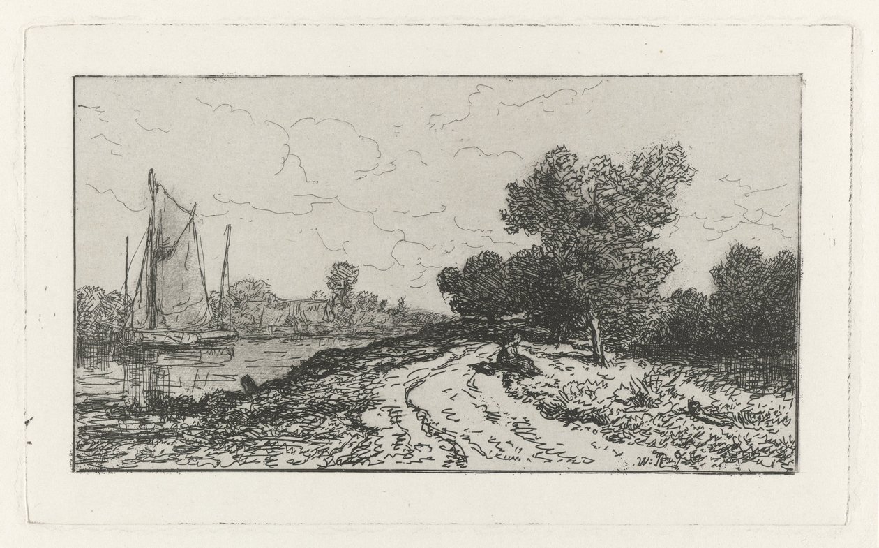 Landevei langs en kanal av Willem Roelofs (I)