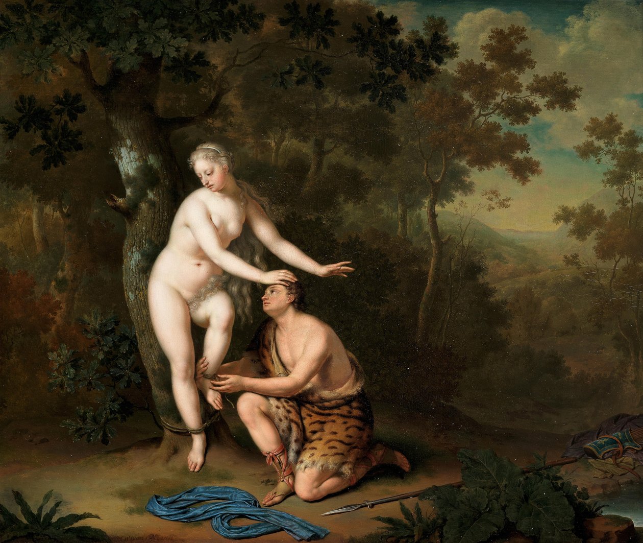 Sylvia frigjort av Aminta, 1700-tallet. av Willem Van Mieris
