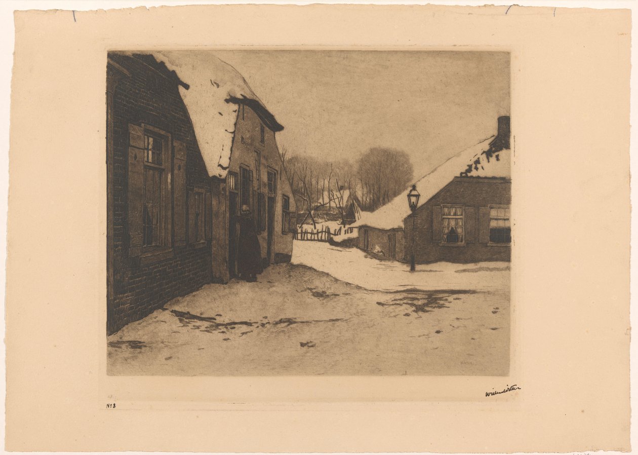 Snødekte hus i Ede av Willem Witsen (signed by artist)